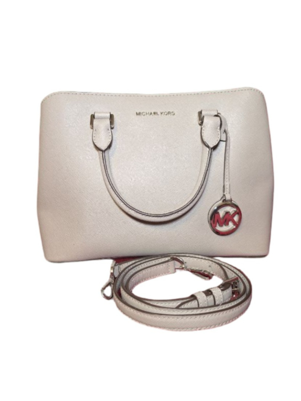 Michael Kors Savannah Saffiano Leather Light Gray Shoulder Bag w/ Crossbody - Picture 1 of 8